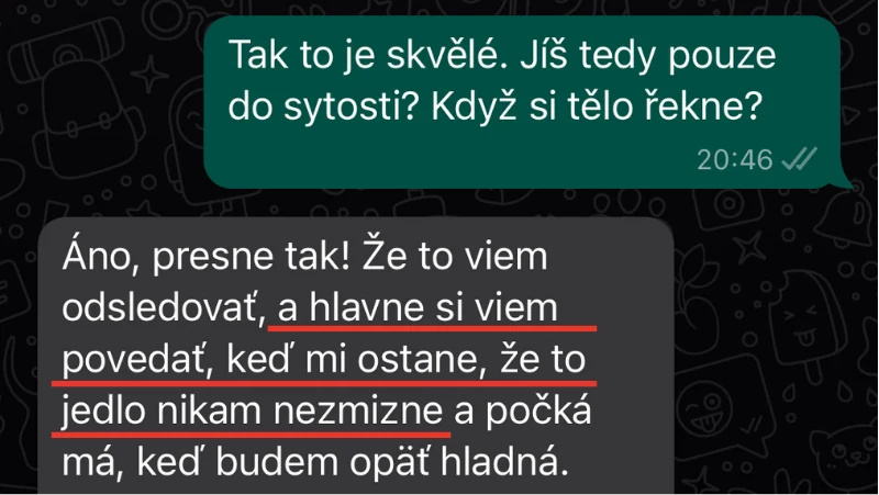Zpráva od klientky 3 týdny po 1. RTT sezení